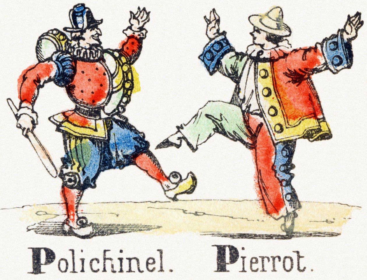 P - Polichinela Pierrot - Alfabeto de Entretenimiento Infantil c.1890 de Unbekannt