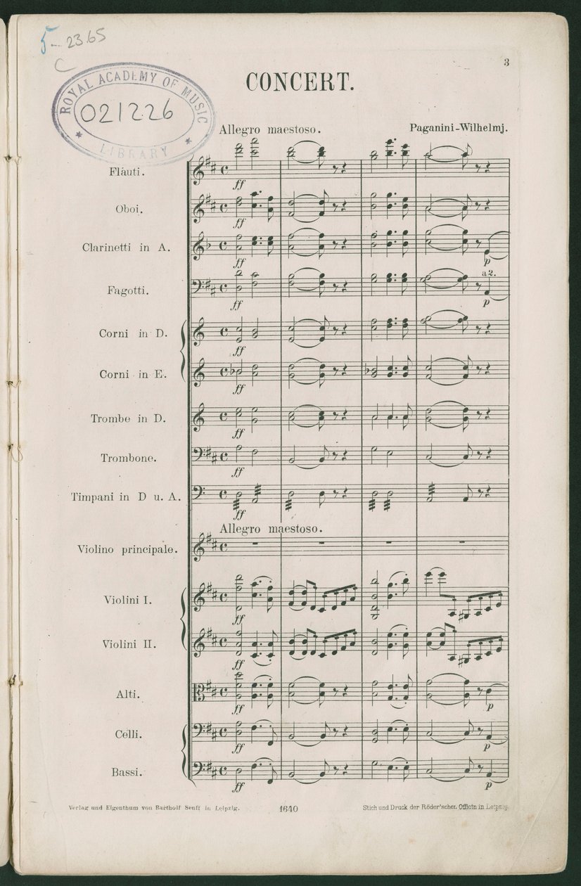 Concierto para violín nº 1 de Paganini, op 6 de Unbekannter Künstler