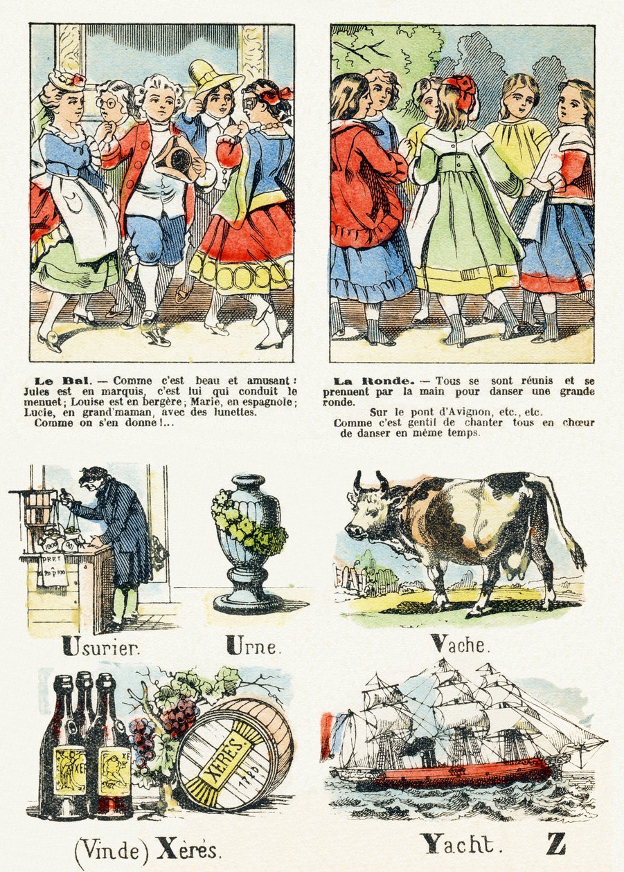 Página 8 - el baile de disfraces, la ronda - Alfabeto de Entretenimiento Infantil c.1890 (litografía) de Unbekannt