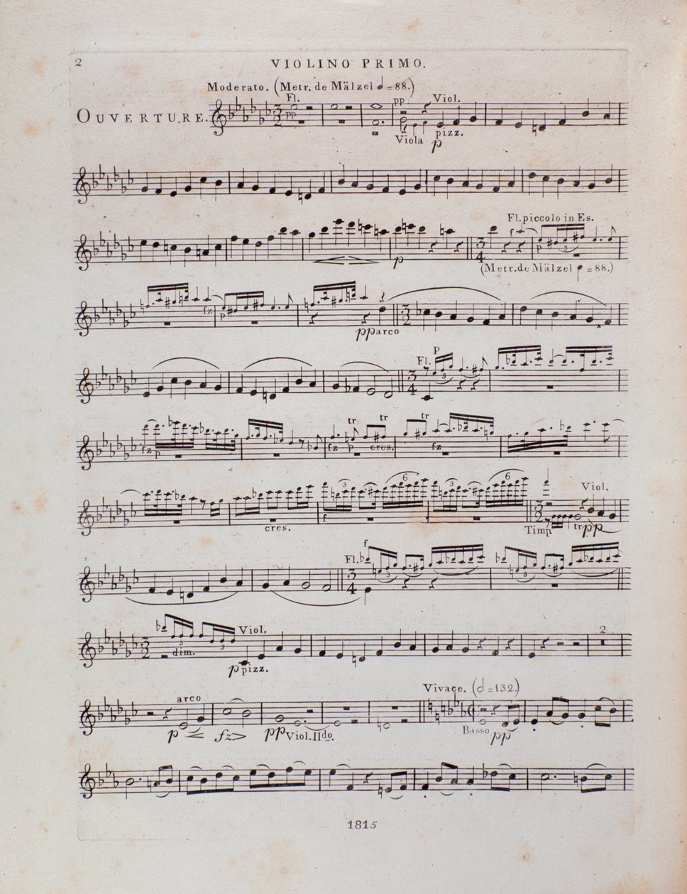 Página de la partitura para el primer violín de la ópera Jessonda de Louis Spohr de Unbekannter Künstler