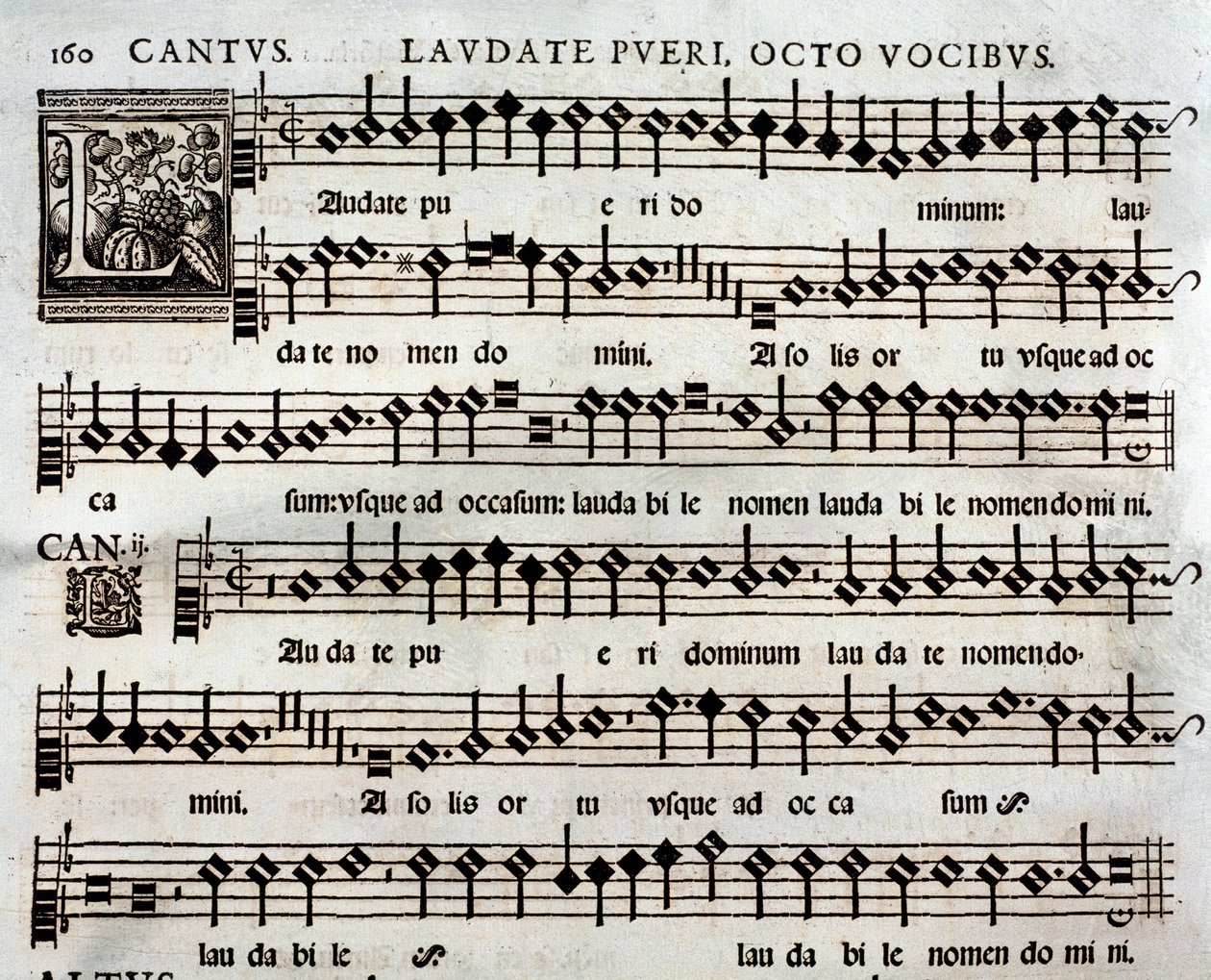 Página de la partitura del salmo Laudate pueri a 8 voces de Tomás Luis de Victoria de Unbekannter Künstler