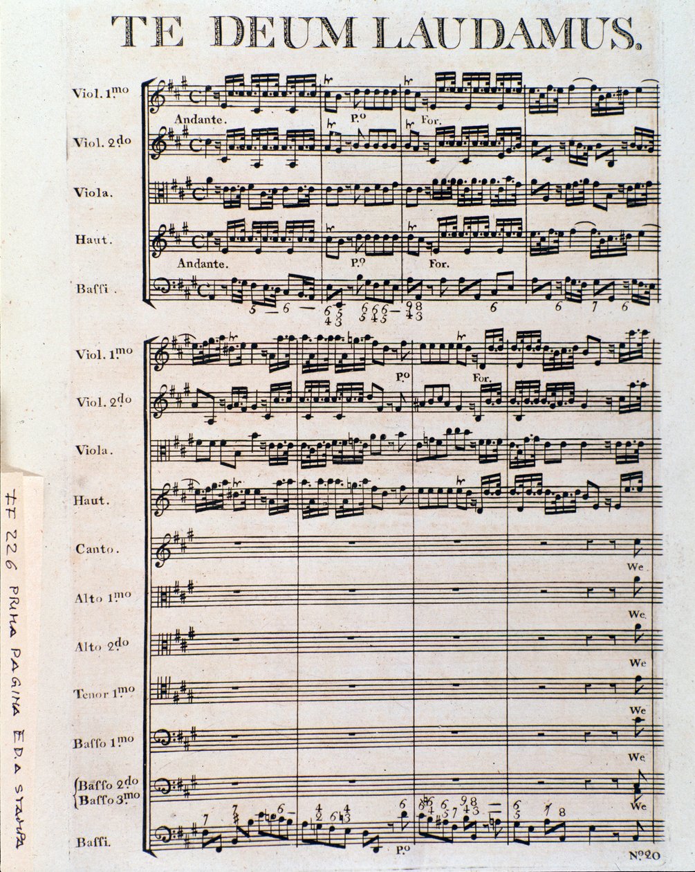 Página de la partitura del Te deum de G F Handel de Unbekannter Künstler