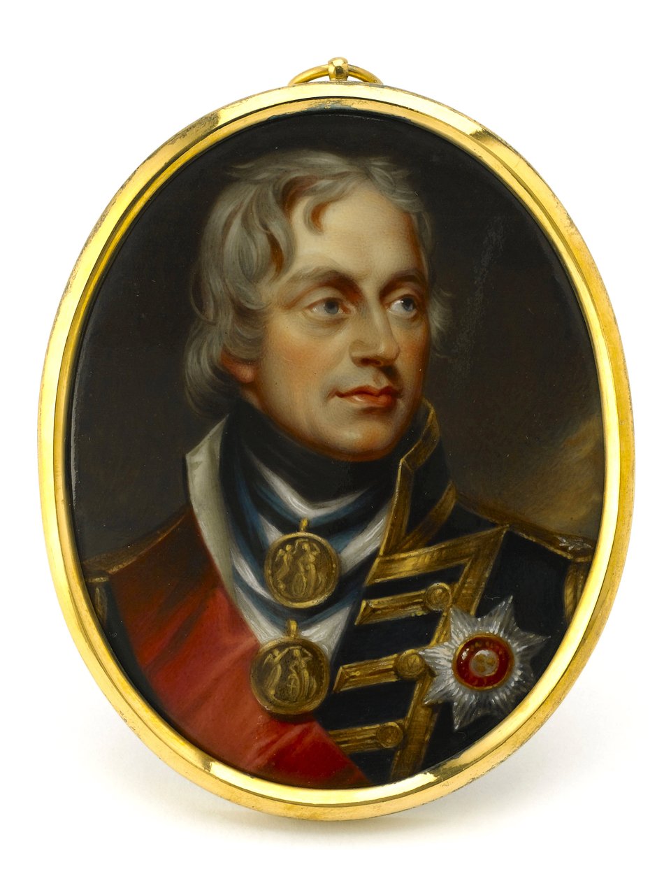 Miniatura pintada que representa al vicealmirante Horatio Nelson (1758-1805). Montado en un colgante de cobre y esmalte, principios del siglo XIX, retrato de Henry Pierce Bone (1779-1855). de Unbekannter Künstler