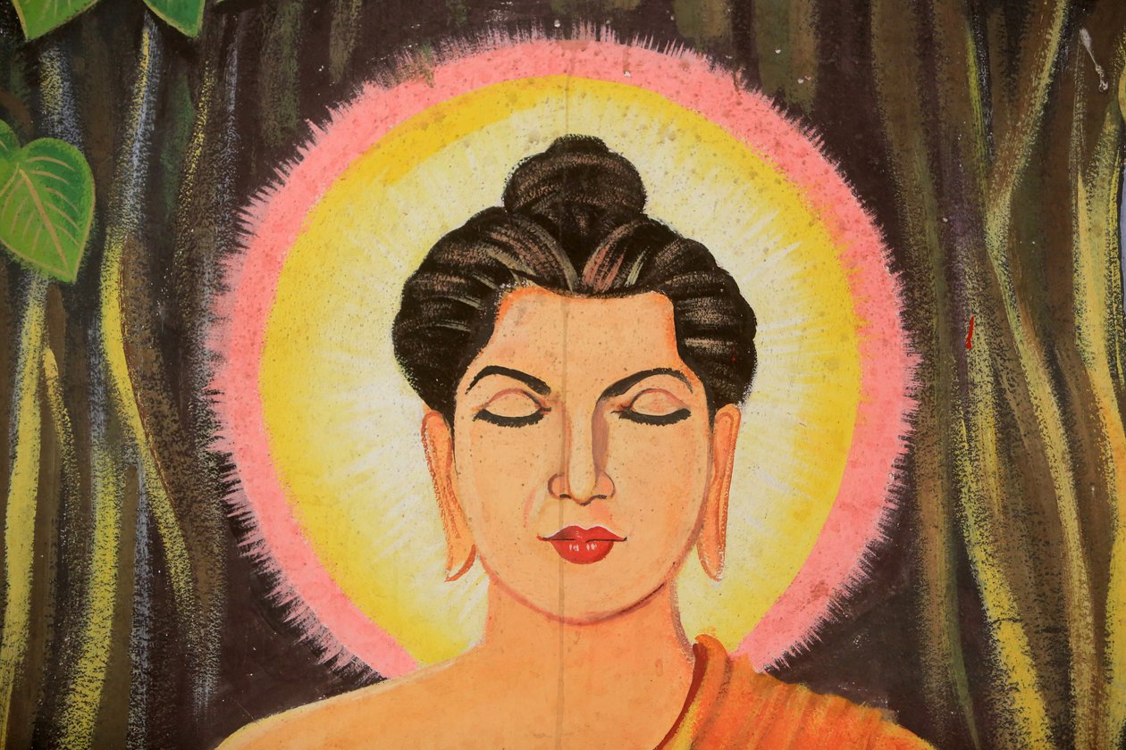 Pintura que representa la historia de la vida de Buda Shakyamuni. Wat Naxai. Vientiane, Laos de Unbekannt