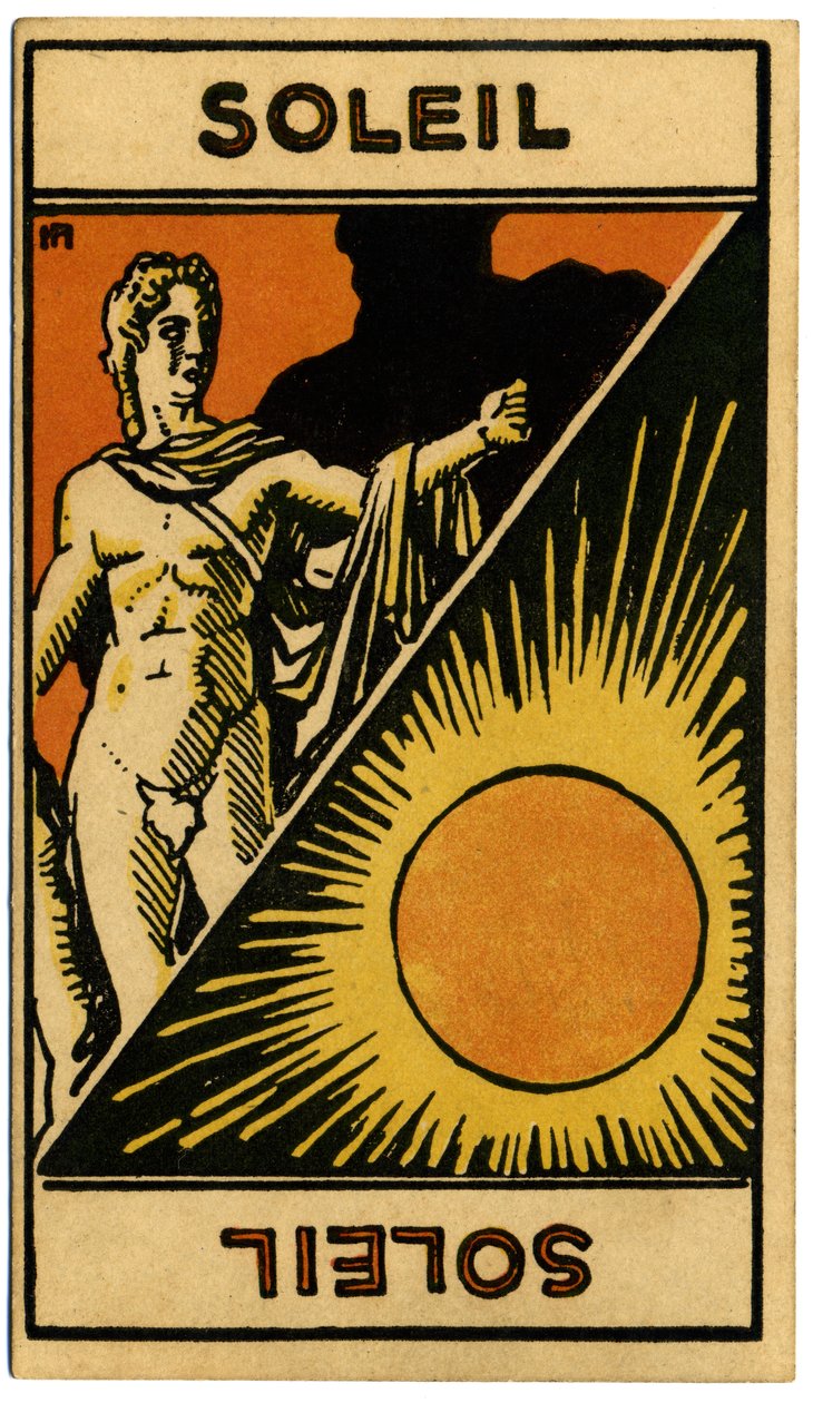 Paranormal. Astrología. El Sol (estrella). Carta astrológica de: Le Tarot Astrologique (Tarot Astrológico), de Georges Muchery, Francia. de Unbekannter Künstler