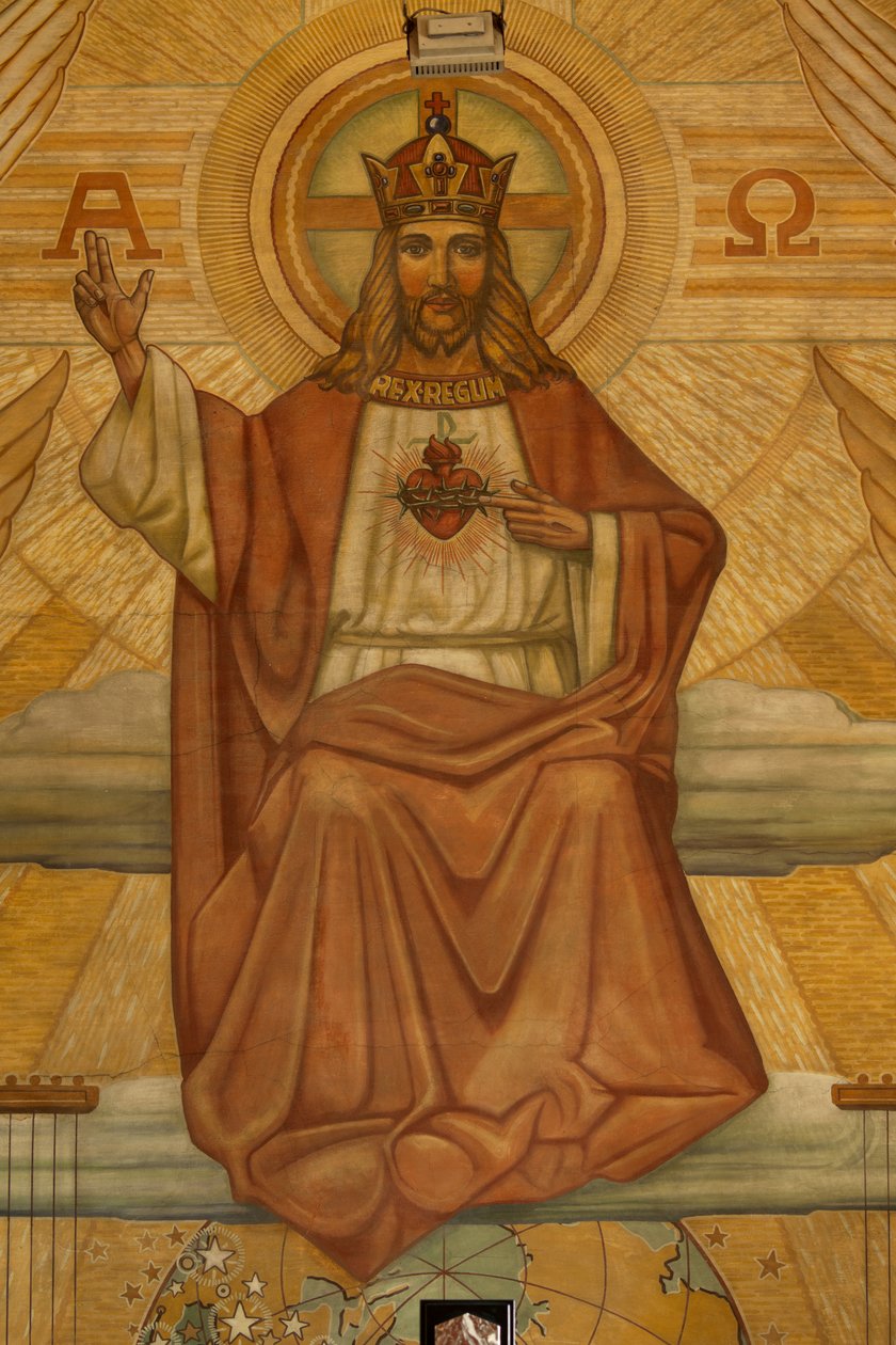 Iglesia parroquial (Heilig-Hartkerk). Interior. Modernismo. El coro. Mosaico. Cristo de Unbekannt