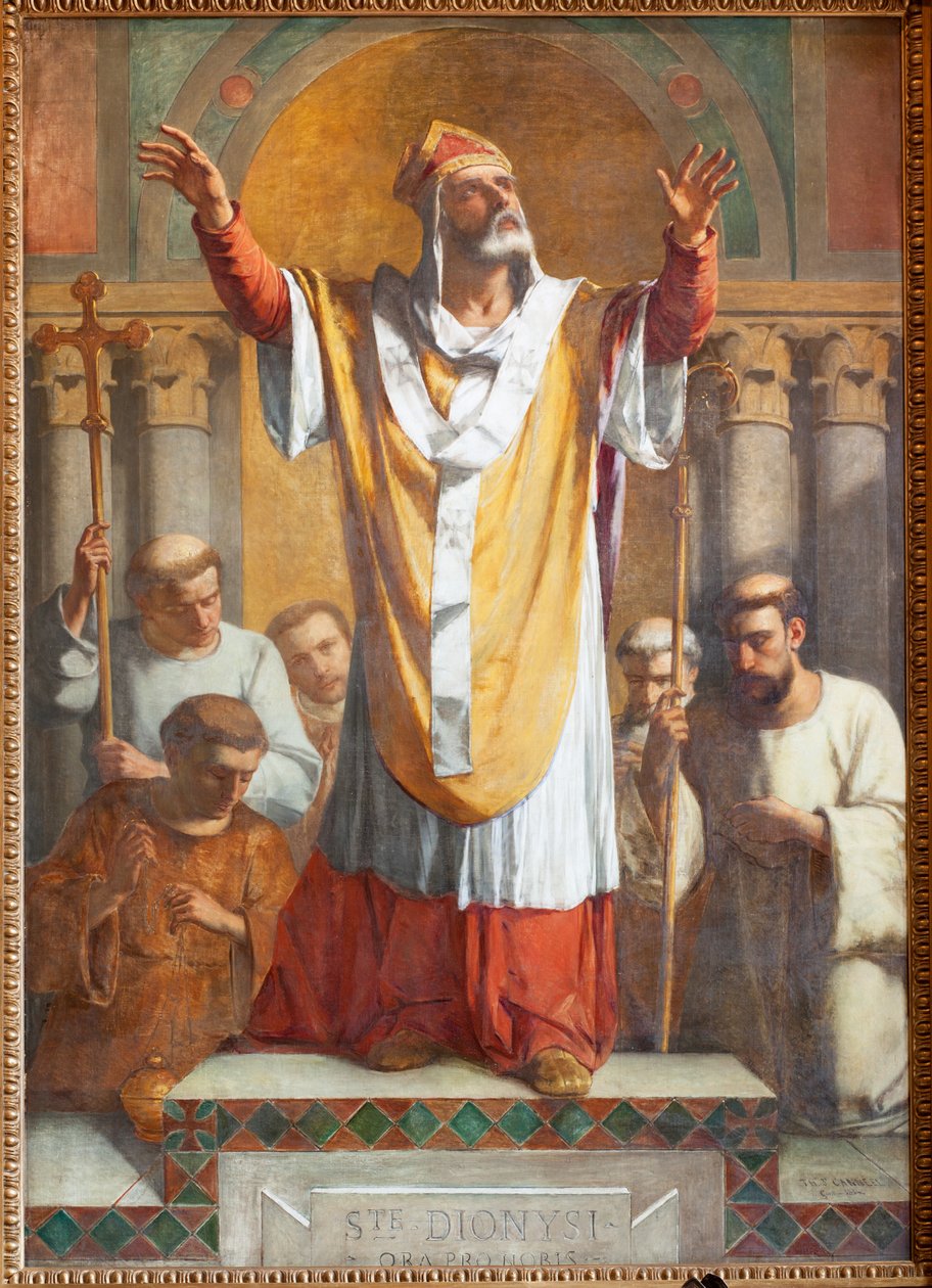 Iglesia parroquial (Parochiale kerk Sint-Dionysius van Lede). Interior. Nave sur. El altar. Pintura. San Dionisio. Firmado y fechado en 1854 por ThEodore-Joseph Canneel. de Unbekannter Künstler