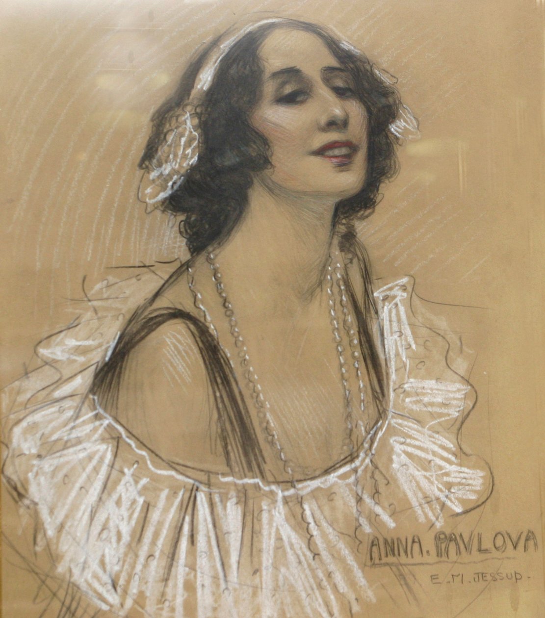 Dibujo a pastel de la bailarina rusa Anna Pavlova en el Centro Cultural Judío de Londres, Reino Unido de Unbekannt