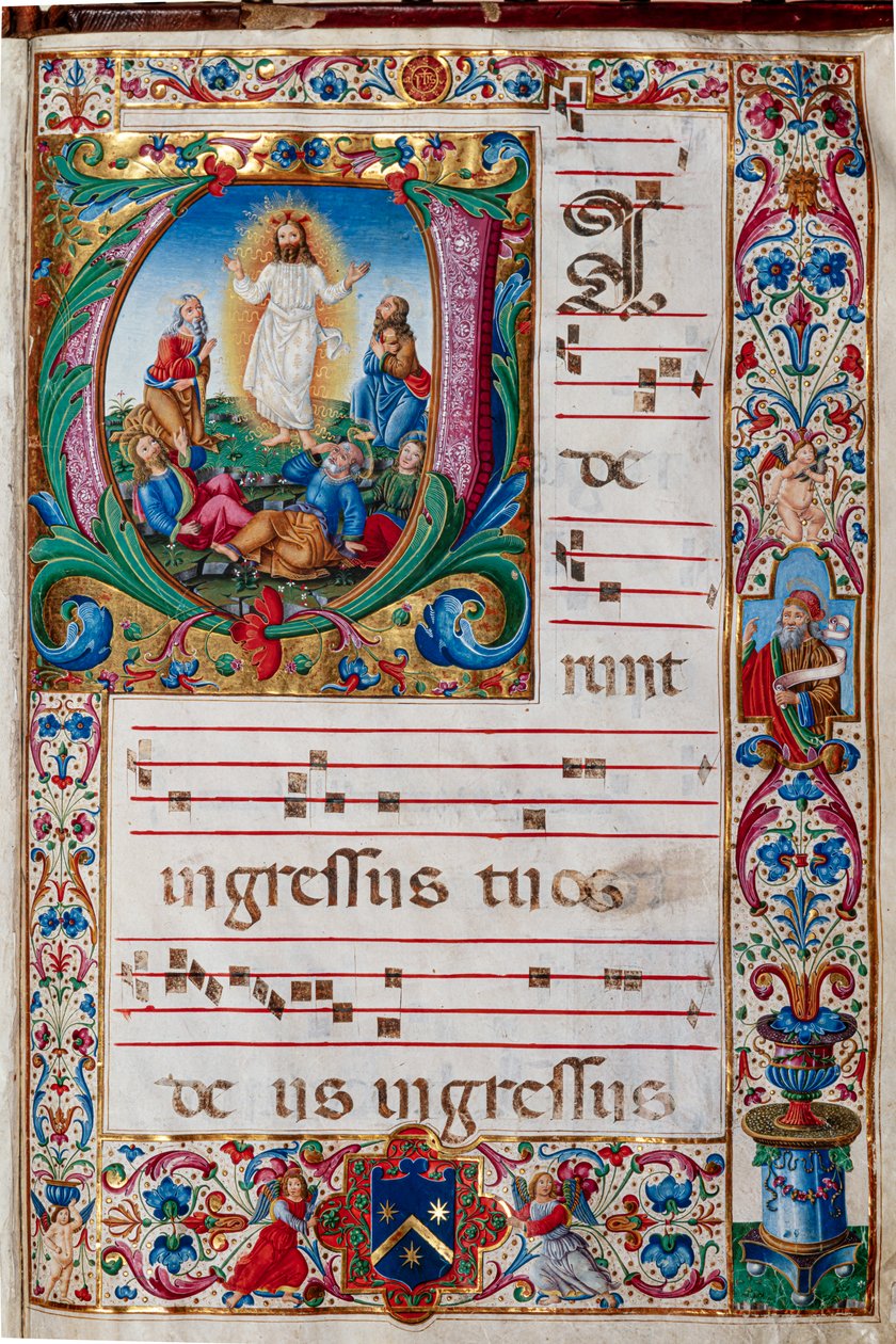 Biblioteca Piccolomini: libro de coro, cod. 29.13, ff. 30r con la "Transfiguración", del iluminador florentino. de Unbekannter Künstler