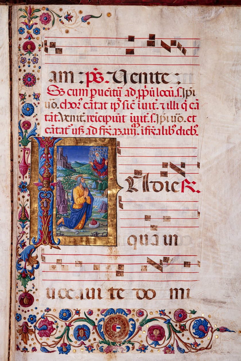 Biblioteca Piccolomini: libro de coro, cod. 7.G, ff. 40v con "Visión de Jeremías", de Guidoccio Cozzarelli. de Unbekannter Künstler