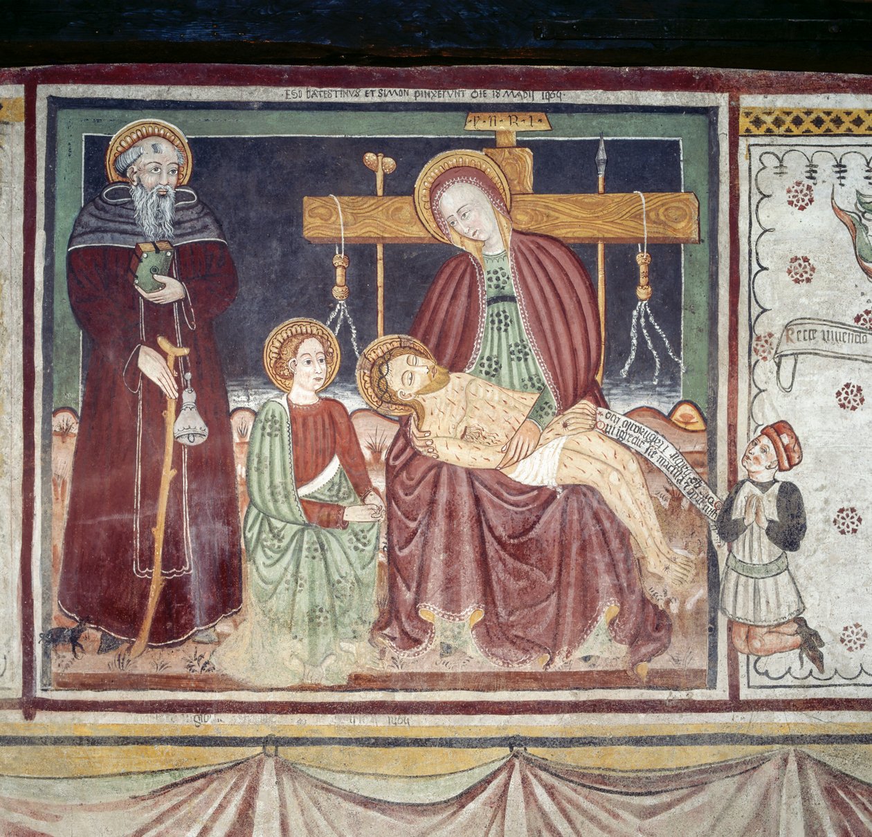 Piedad con San Antonio Abad, fresco, museo Homo Salvadego, Sacco, Cosio Valtellino, Lombardía, Italia de Benjamin Baud