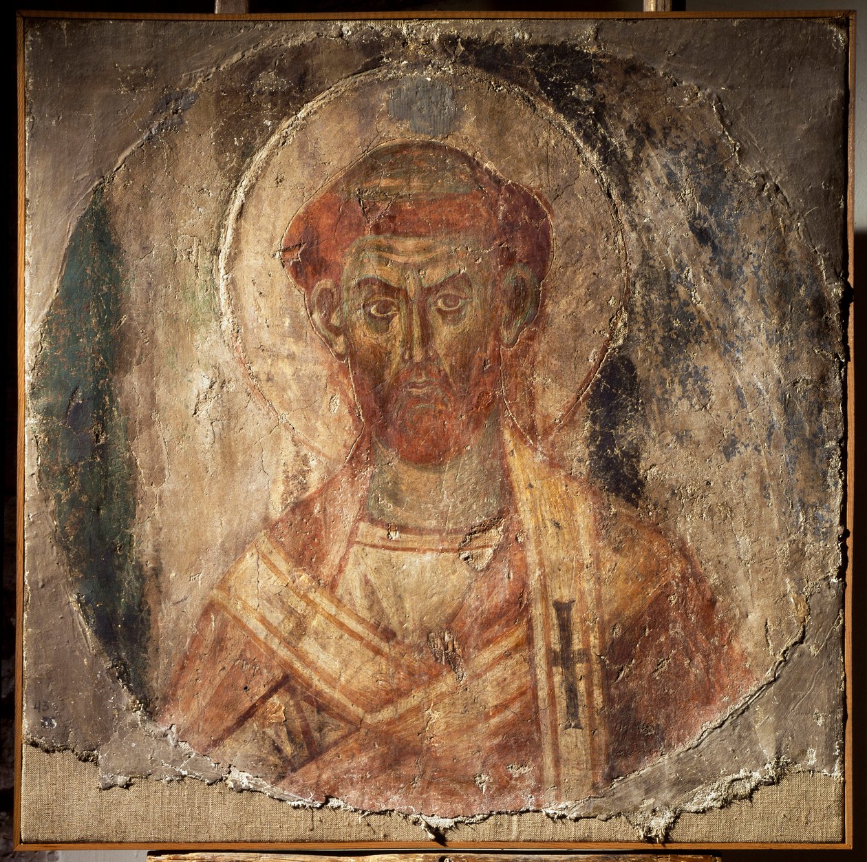 El Papa Anacleto (o Cletus) (fresco, siglo V) de Unbekannter Künstler