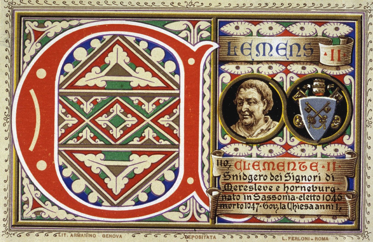 Papa Clemente II (1046-1047). Cromolitografía de 1903. de Unbekannter Künstler