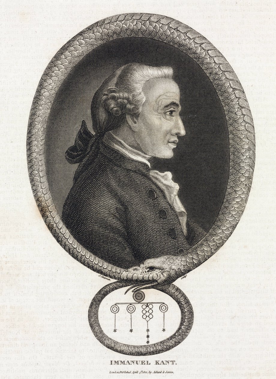 Retrato del filósofo Emmanuel Kant (1724-1804), en un marco formado por una serpiente que se muerde la cola de Unbekannt