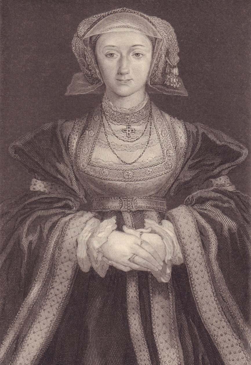 Retrato de Ana de Cleves (1515-1557), Reina de Inglaterra, grabado de William M. Timlin