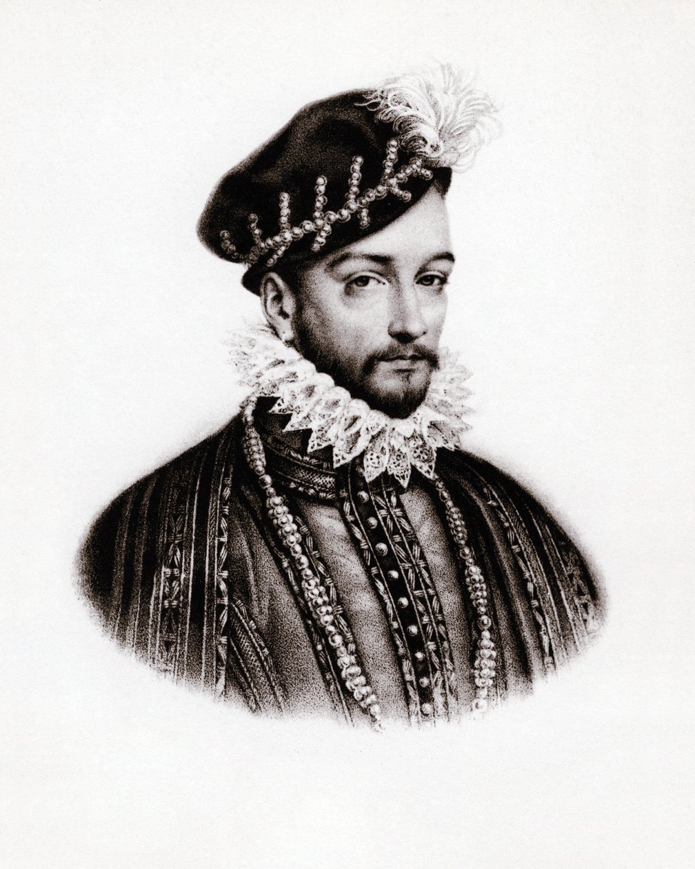 Retrato de Carlos IX (1560-1574) rey de Francia, grabado, sd. de Unbekannter Künstler