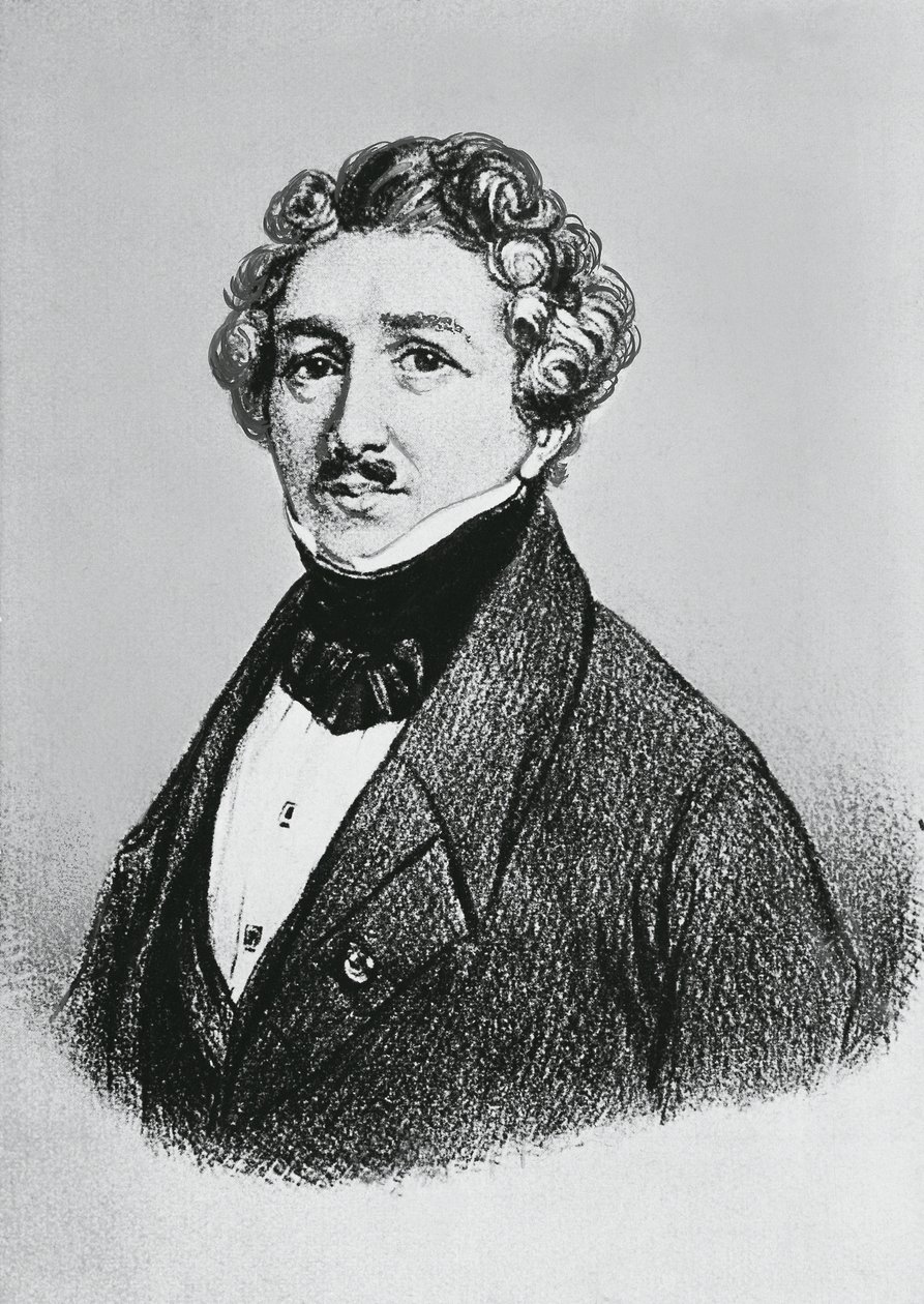 Retrato de Louis-Jacques-Mandé Daguerre (1787-1851), artista, físico y químico francés, reconocido por su invención del proceso de daguerrotipo de William M. Timlin