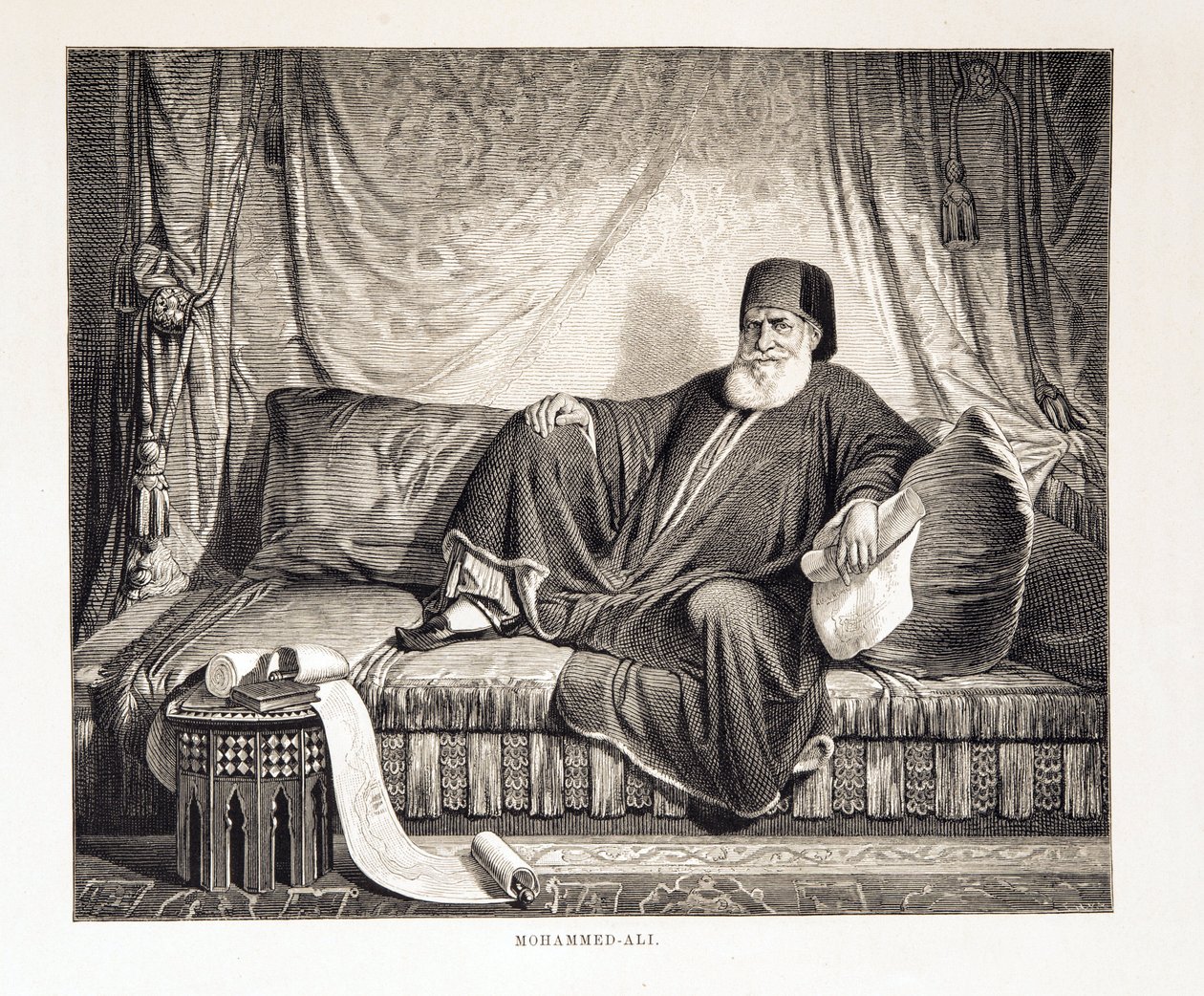 Retrato de Mehemet Ali (1769-1849) Vice Rey de Egipto Ilustración del Atlas de Egipto de Unknown