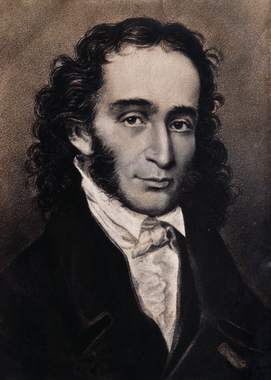 Retrato de Niccolo Paganini (grabado) de Unbekannter Künstler