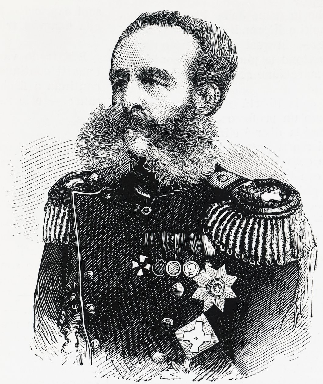 Retrato del Príncipe Dmitry Ivanovich Sviatopolk-Mirsky (1825-1899), general ruso, grabado de William M. Timlin