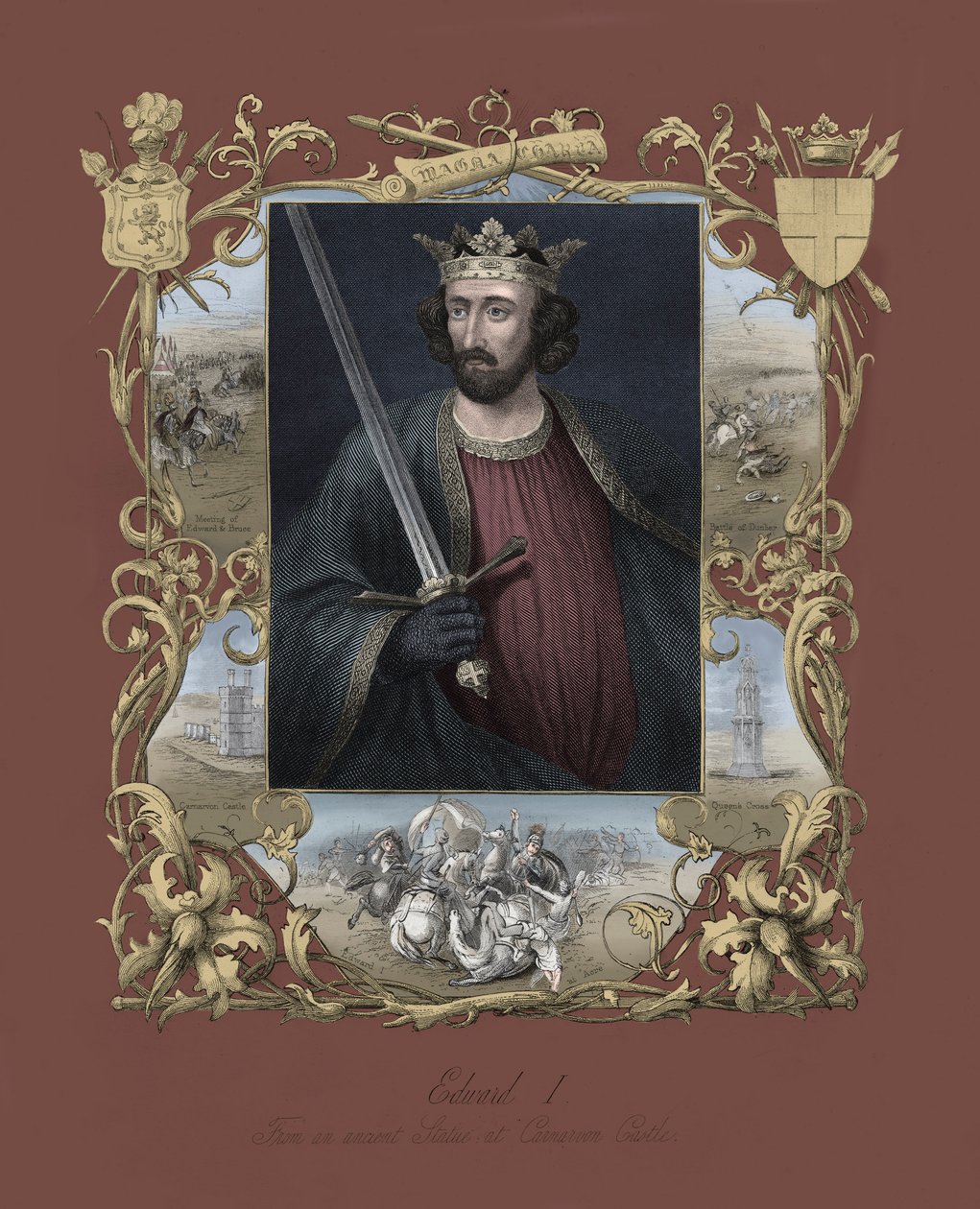 Retrato del rey de Inglaterra Eduardo I (grabado) de Unbekannter Künstler
