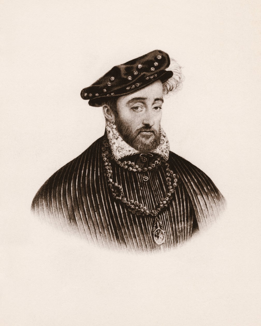 Retrato del rey de Francia Enrique II (1519-1559) Grabado del siglo XIX de Unbekannter Künstler