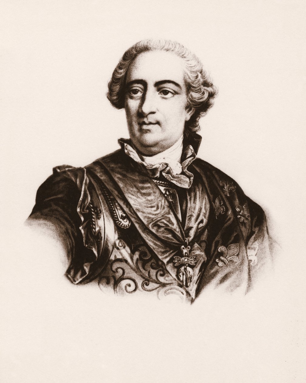 Retrato del rey de Francia Luis XV (1710-1774) Grabado del siglo XIX de Unbekannter Künstler