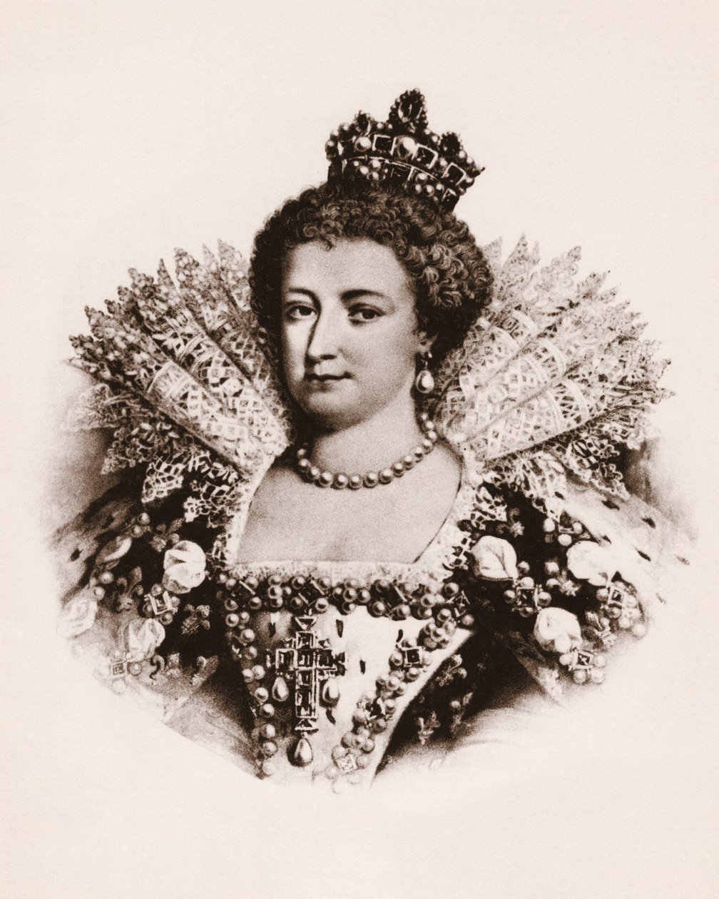 Retrato de la reina de Francia María de Médicis (1576-1642) Grabado del siglo XIX de Unbekannter Künstler