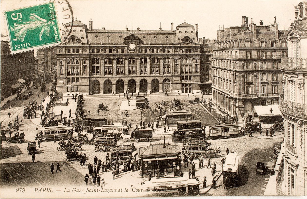 Tarjeta postal/Estación Saint Lazare/París/Seine/Ile de France/Francia de William M. Timlin