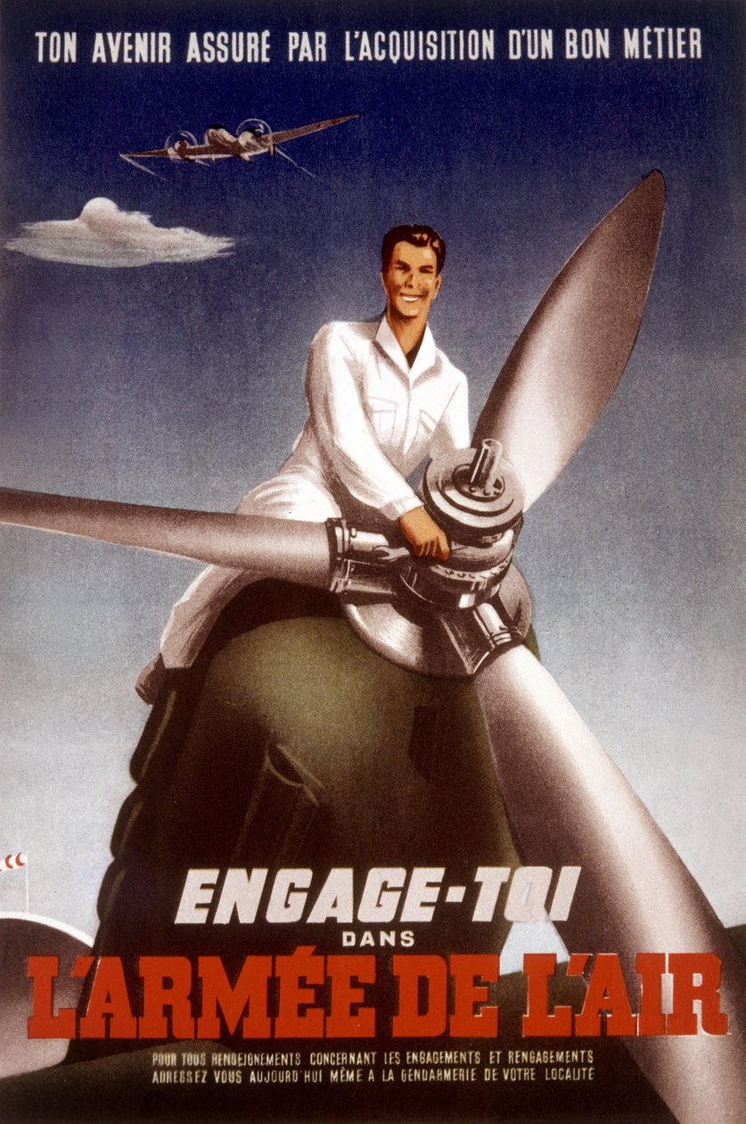 Cartel para la fuerza aérea francesa para animar a los jóvenes a unirse al ejército, c. 1960 de Unbekannt