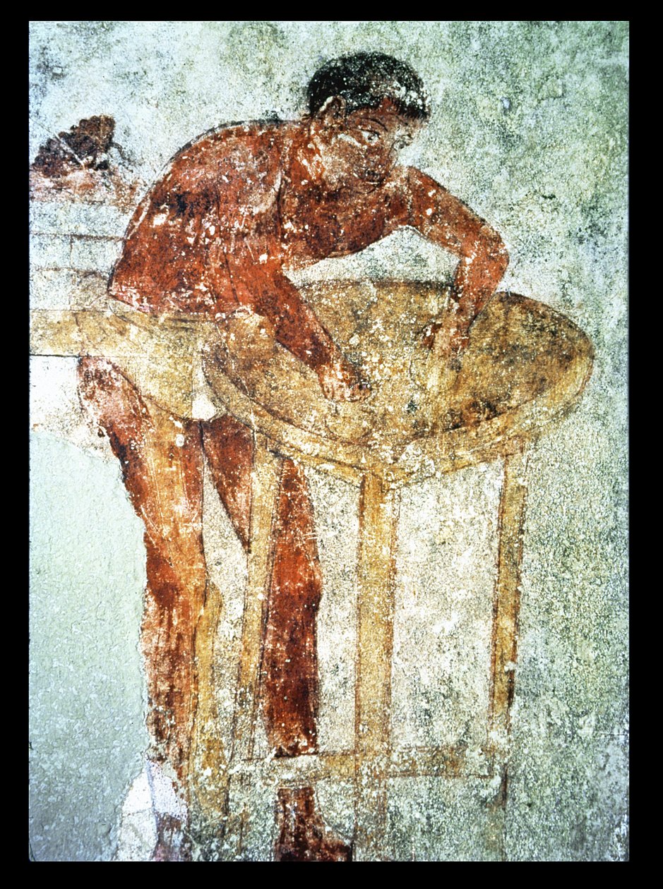Preparación de un banquete, siglo IV a.C. (pintura mural) de Unbekannter Künstler