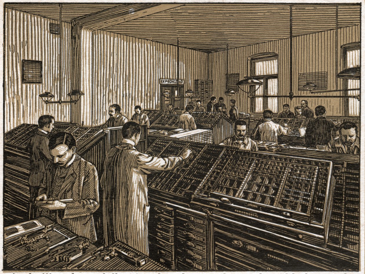 Imprenta en Budapest. (grabado, ca. 1910) de Unbekannter Künstler
