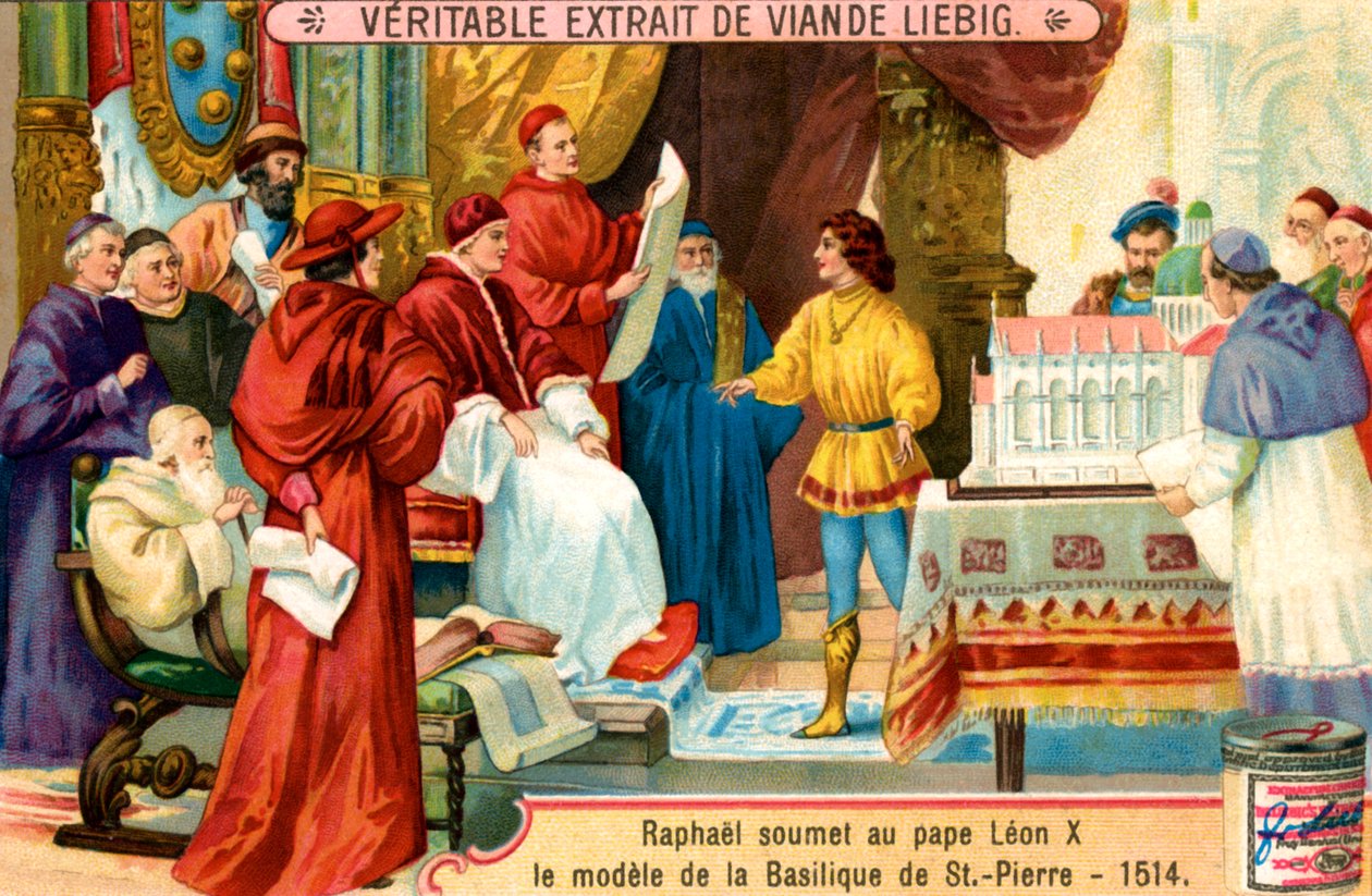 Rafael presenta la maqueta de la Basílica de San Pedro de Unbekannter Künstler