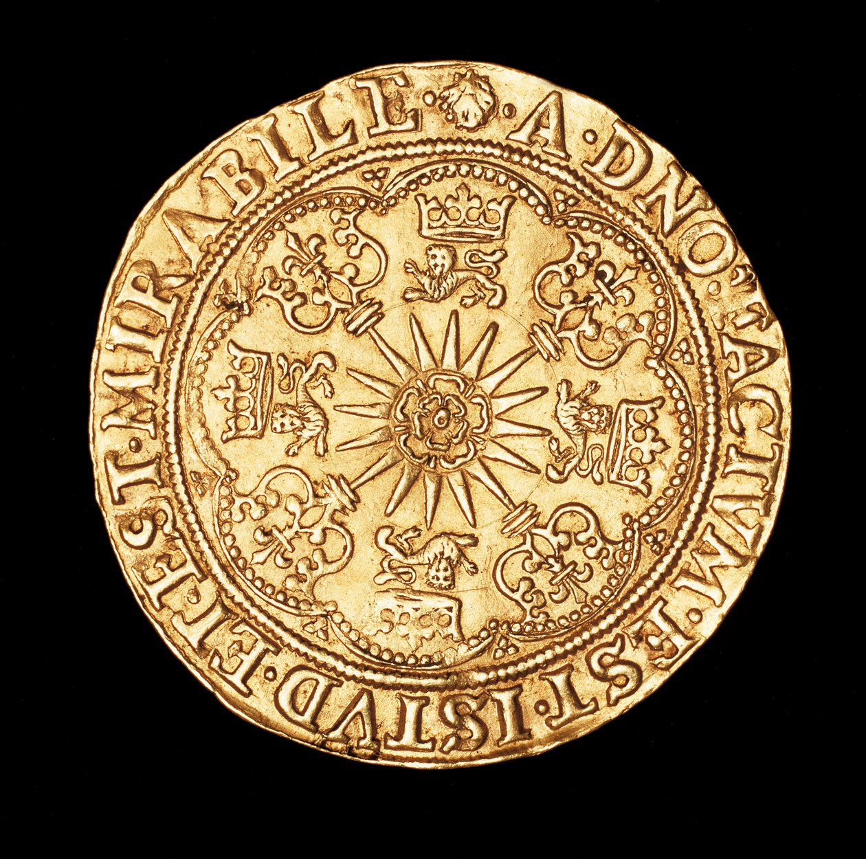 Moneda Rara, Inglaterra Espuela de Oro Ryal, Tudor Rose on Spur Rowel de Unbekannter Künstler