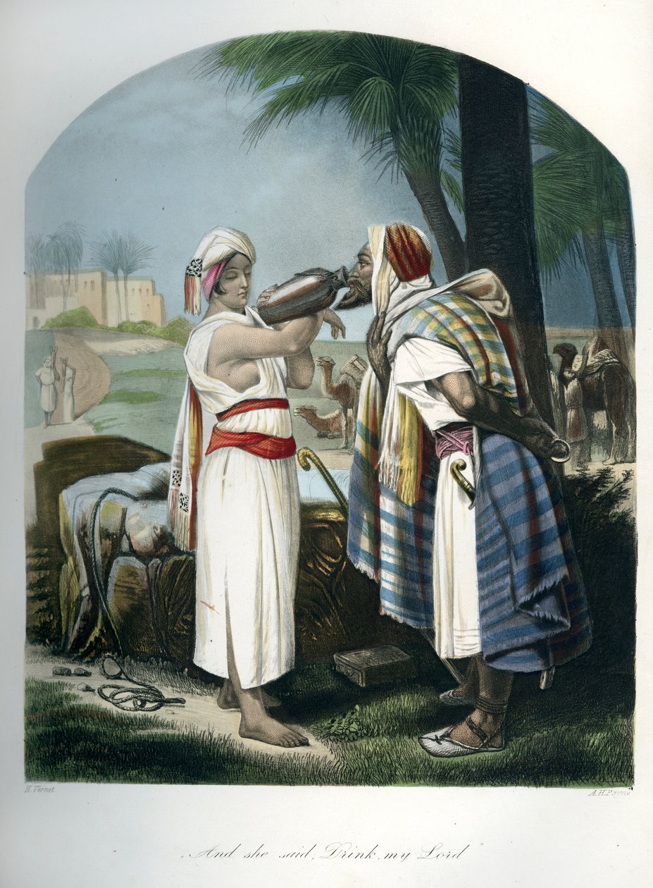 Rebeca dando agua al criado de Isaac - Biblia de Unbekannter Künstler