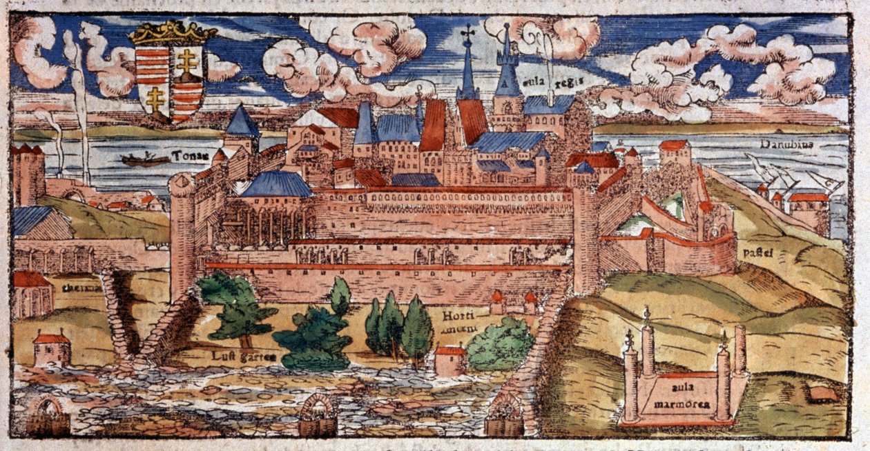 Buda reforzada (Hungría), c. 1550 (grabado) de Unbekannter Künstler
