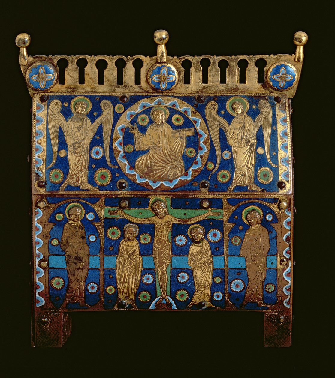 Arqueta relicario, decorada con placas de esmalte que representan la Crucifixión y la Apoteosis de Cristo, francesa, hecha en Limoges de Unbekannt