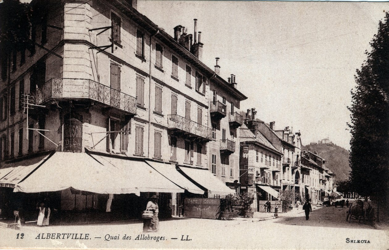 Ródano-Alpes, Saboya, Albertville: vista del Quai des Allobroges de William M. Timlin