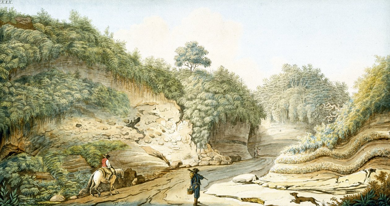 Camino que lleva de la Gruta de Pausilipo a Pianura, Reino de Nápoles, c 1767 de Unbekannter Künstler