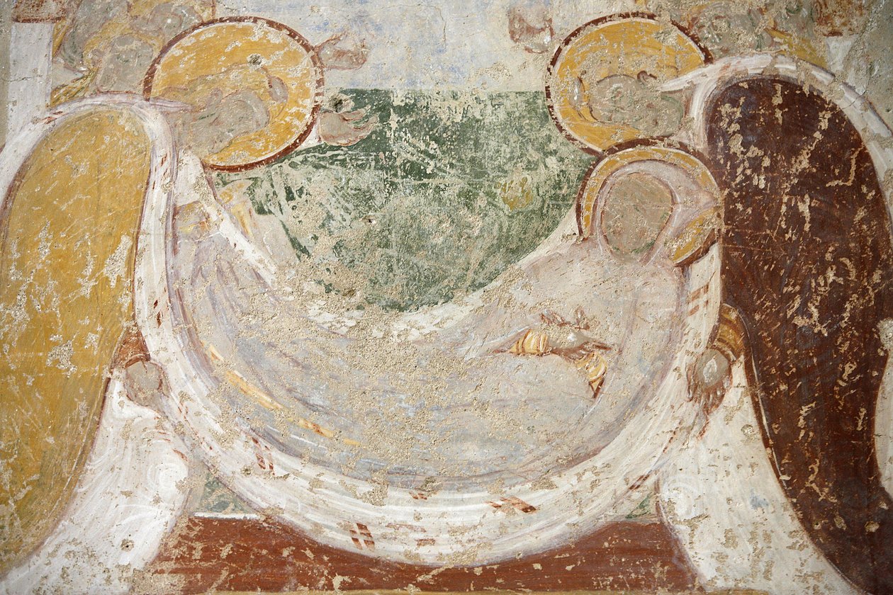 Pintura románica de la abadía de Saint-Savin: entierro, Saint-Savin-sur-Gartempe, Francia de Unbekannt