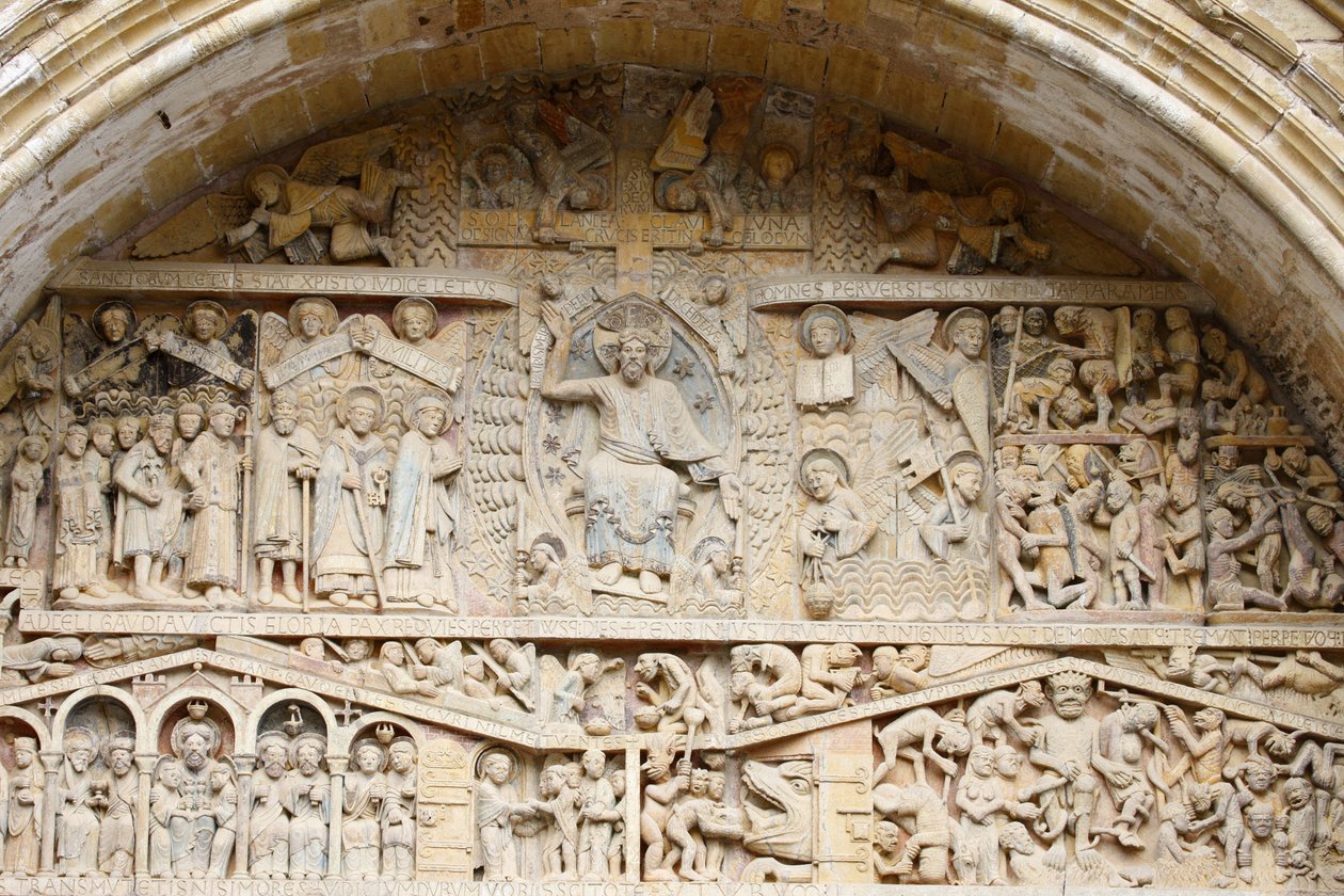 Tímpano de la abadía de Sainte Foy: Cristo en Gloria y el Juicio Final, Conques, Francia de Unbekannt