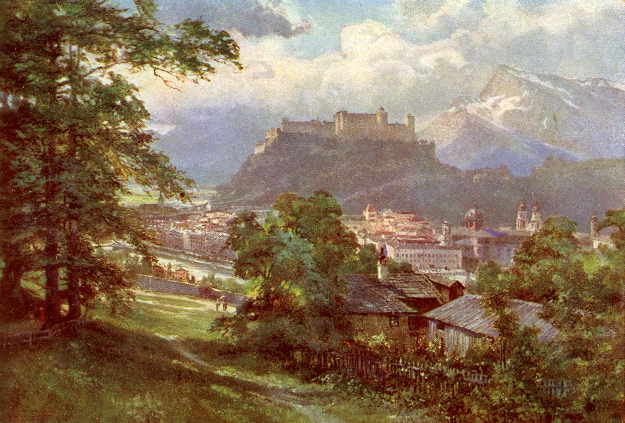 Salzburgo - vista desde Kapuzinerberg, Austria de Unbekannter Künstler