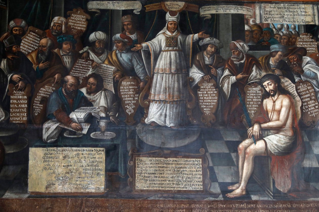 Museo y convento de San Francisco, Quito, Ecuador. Pintura que representa el juicio de Jesús(fotografía) de Unbekannter Künstler