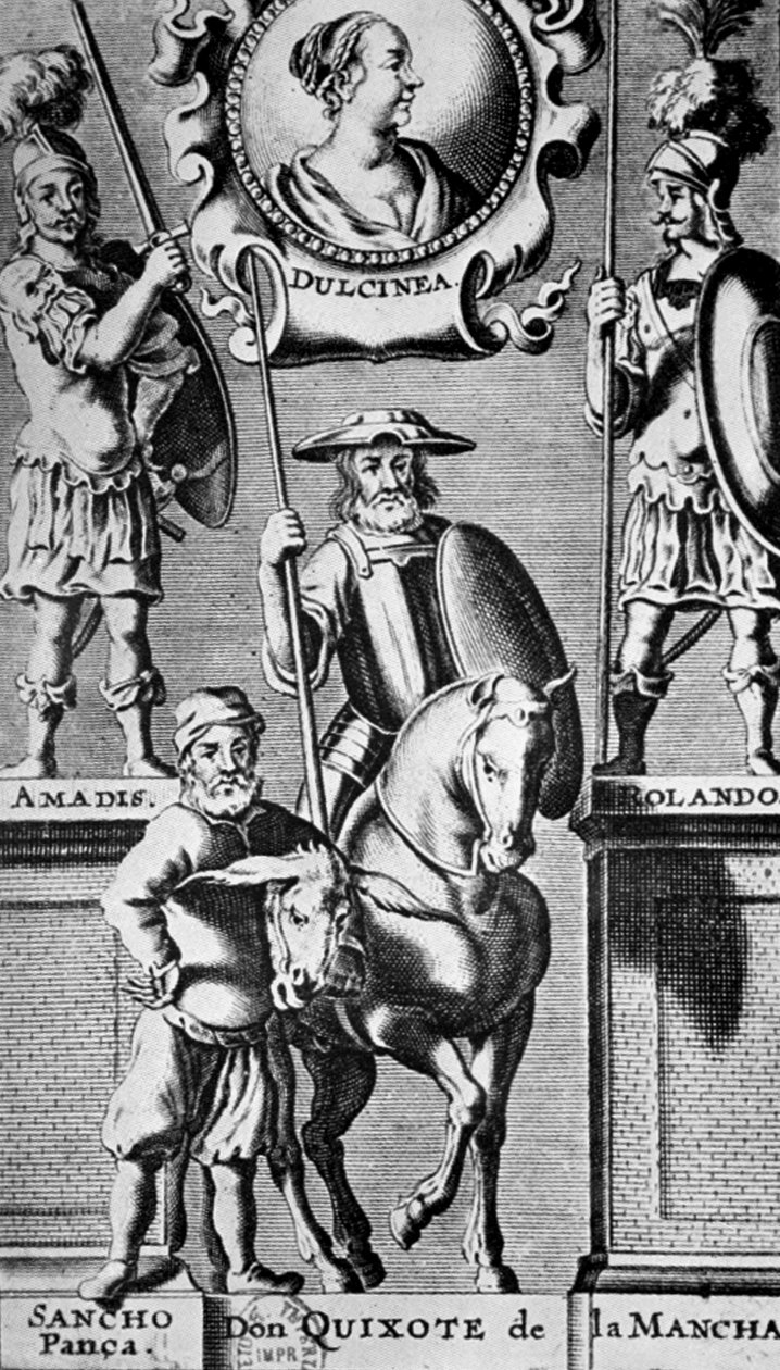 Sancho Panza y Don Quijote, bajo el retrato de Dulcinee (según Miguel de Cervantes) de Unbekannter Künstler