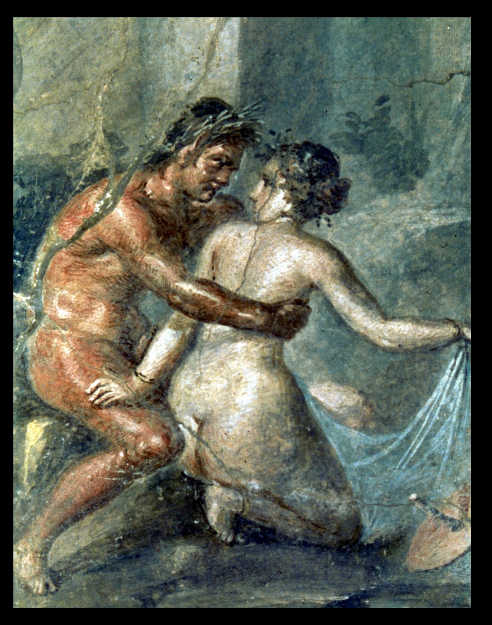 Sátiro y Ménade, detalle de una pintura mural en Pompeya de Unbekannter Künstler