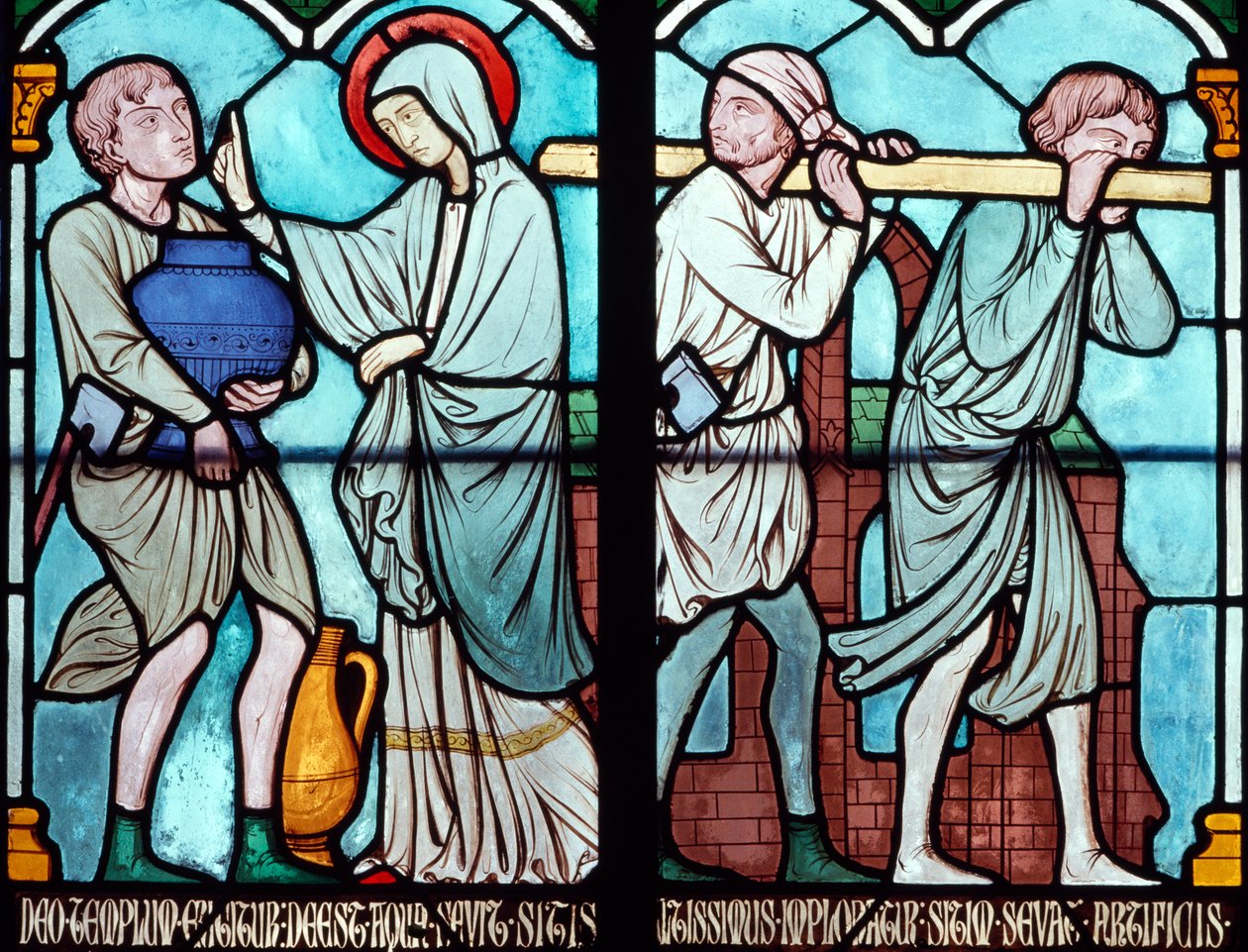 Escena de la vida de San Luis, vidriera de la Catedral de Notre Dame, París de Benjamin Baud