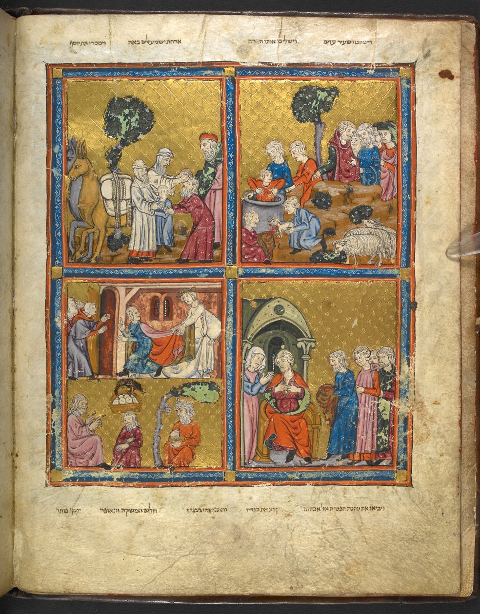 Escenas de la vida de José de la Hagadá de Pascua (la "Hagadá de Oro"), primera parte, segundo cuarto del siglo XIV de Unbekannter Künstler