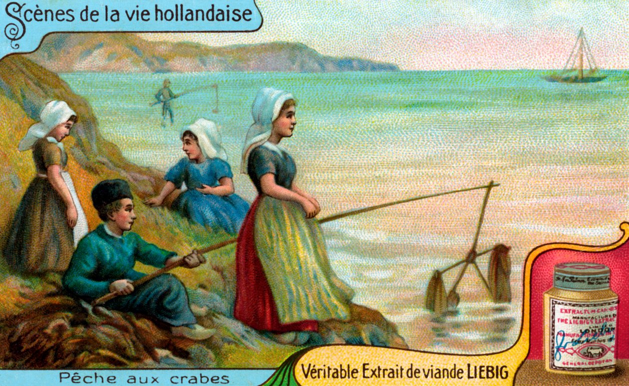 Escenas de la vida holandesa: La pesca del cangrejo de Unbekannter Künstler
