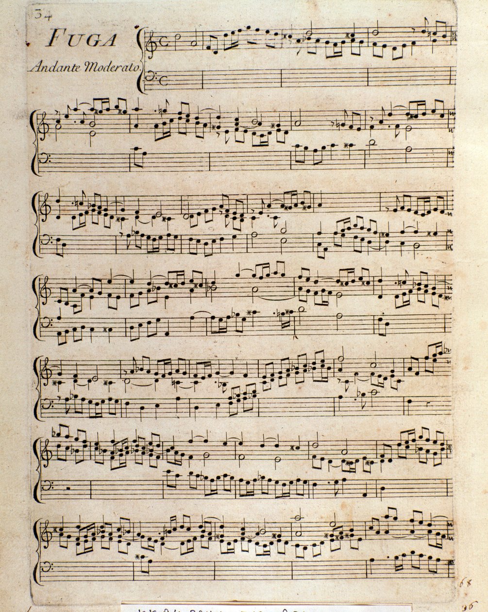 Página de partituras de la Fuga en Piezas para clave de Domenico Scarlatti de Unbekannter Künstler