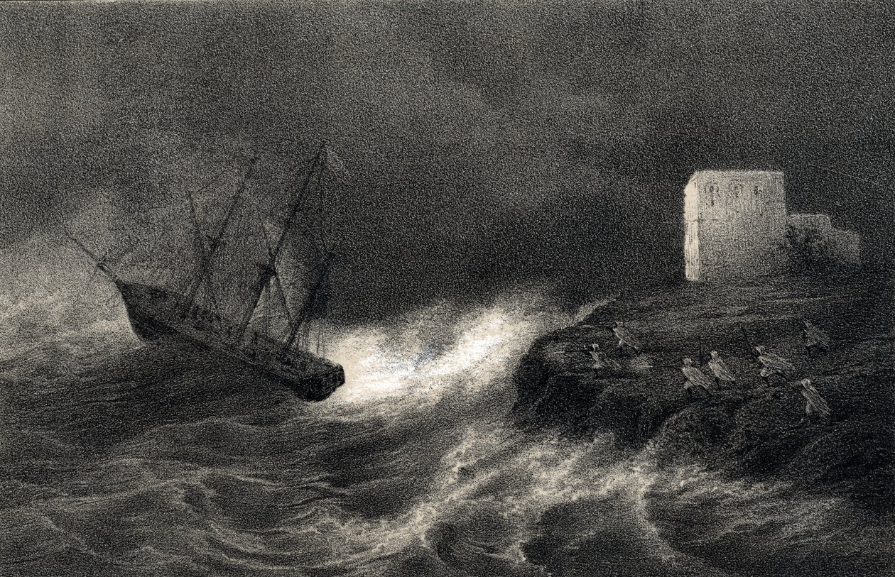 Naufragio de los barcos "Aventure" y "Silene" en la costa argelina, el 15 de mayo de Unbekannter Künstler